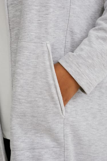 Dames - Sweatvest met capuchon - licht grijs-mix