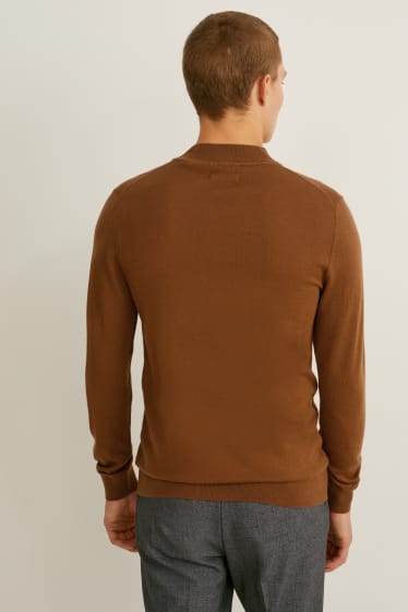 Mężczyźni - Sweter z wełny merynosów - havanna