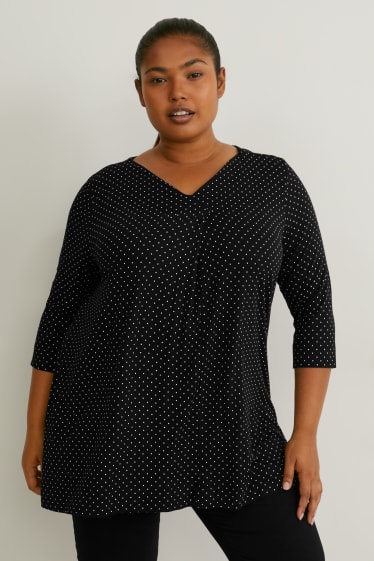 Women - T-shirt - polka dot - black