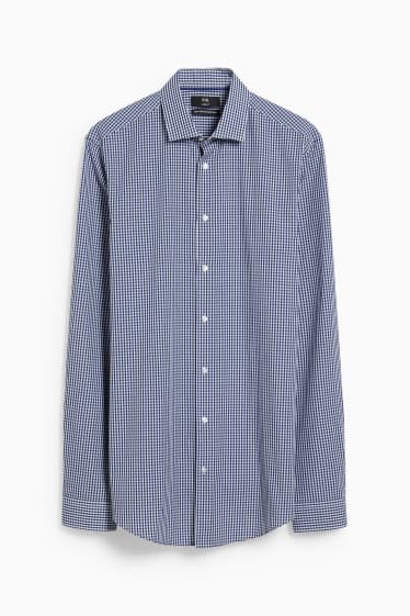 Herren - Businesshemd - Slim Fit - extra lange Ärmel - bügelleicht - dunkelblau / weiß