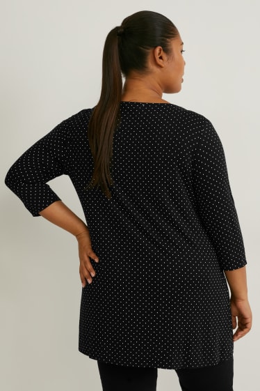Women - T-shirt - polka dot - black