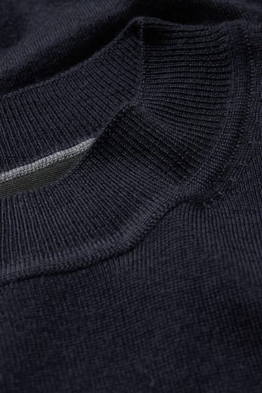 Mężczyźni - Sweter z wełny merynosów - ciemnoniebieski