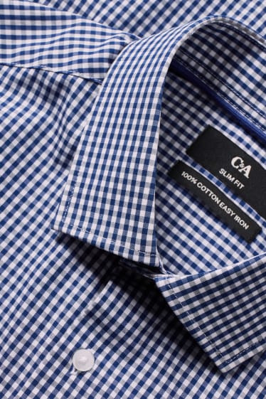 Herren - Businesshemd - Slim Fit - extra lange Ärmel - bügelleicht - dunkelblau / weiß