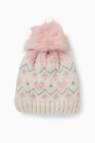 Children Girls - Knitted hat - patterned - cremewhite