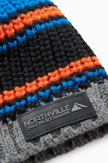 Children - Knitted hat - striped - blue / black