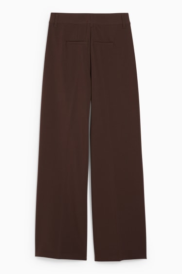 Kobiety - CLOCKHOUSE - spodnie materiałowe - wysoki stan - szerokie nogawki - ciemnobrązowy