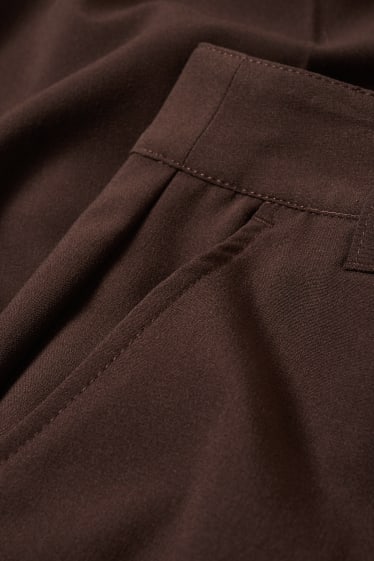 Women - CLOCKHOUSE - cloth trousers - high waist - wide leg - dark brown