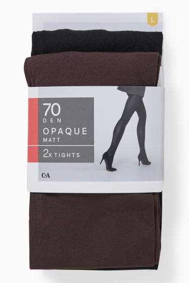 Femmes - Lot de 2 - collants fins - 70 DEN - marron foncé