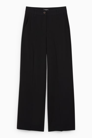 Femmes - CLOCKHOUSE - pantalon de toile - high waist - wide leg - noir