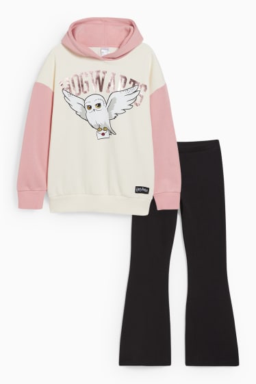 Enfants - Harry Potter - ensemble - sweat à capuche et legging - 2 pièces - noir / rose