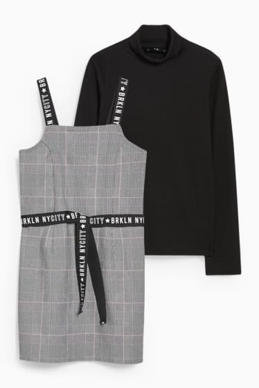 Copii - Set - rochie și bluză cu guler rulat - 2 piese - negru
