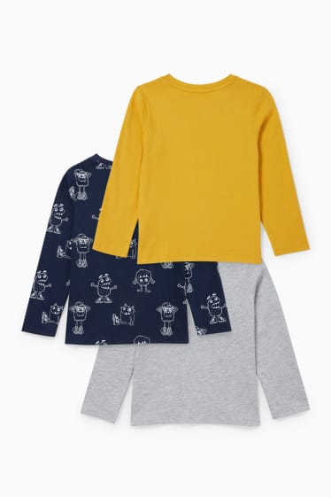 Kinderen - Set van 3 - longsleeve - licht grijs-mix