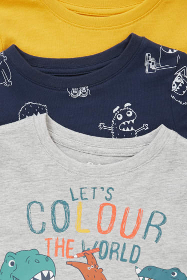 Niños - Pack de 3 - camisetas de manga larga - gris claro jaspeado