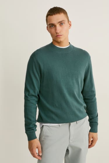 Mężczyźni - Sweter z domieszką kaszmiru - zielony