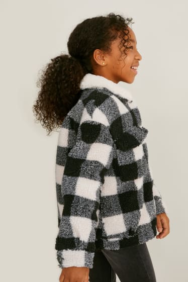 Niños: niñas - Chaqueta de borreguillo - de cuadros - negro