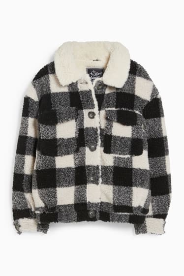Niños: niñas - Chaqueta de borreguillo - de cuadros - negro