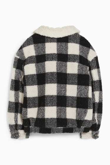 Niños: niñas - Chaqueta de borreguillo - de cuadros - negro