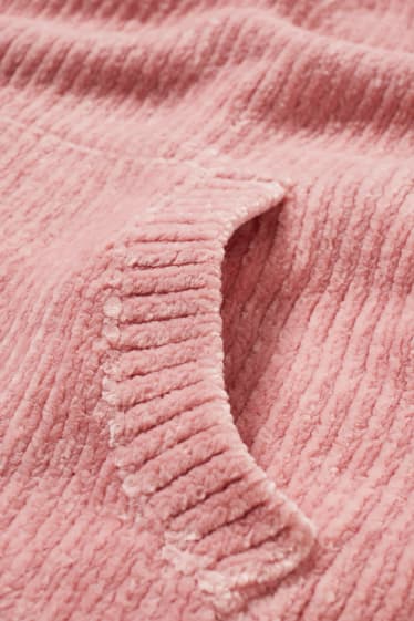 Enfants - Pull à capuche en maille chenille - rose