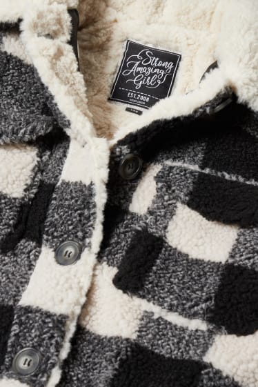 Niños: niñas - Chaqueta de borreguillo - de cuadros - negro