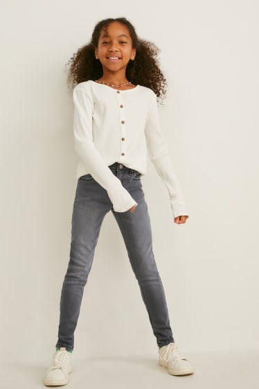 Kinderen - Skinny jeans - thermojeans - jeansgrijs