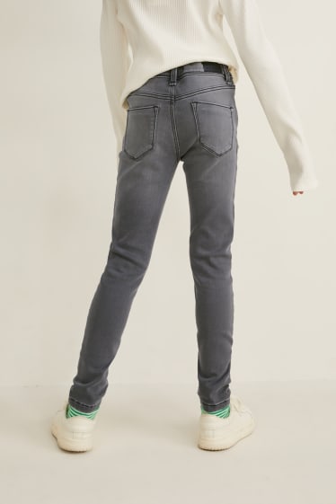 Kinderen - Skinny jeans - thermojeans - jeansgrijs