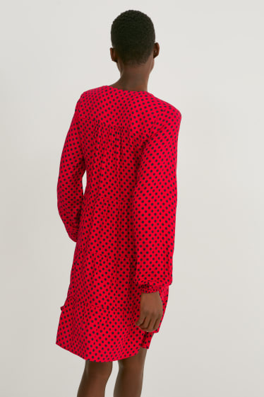 Femmes - Robe évasée - à pois - rouge