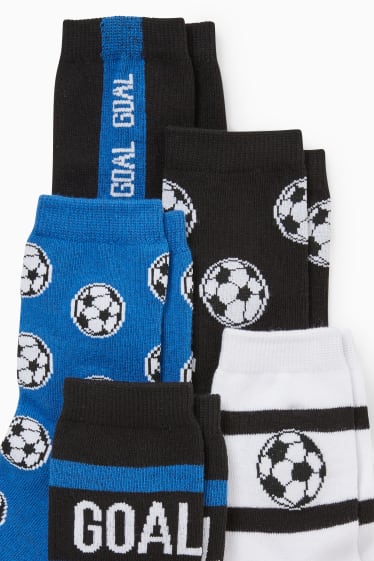 Children - Multipack of 5 - football - socks with motif - blue