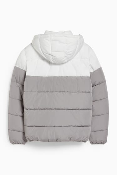 Men - CLOCKHOUSE - quilted jacket with hood - white / gray