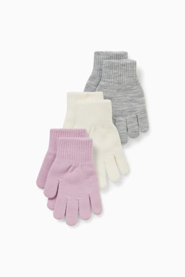 Niños - Pack de 3 - guantes - violeta claro