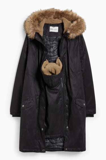 Donna - Parka premaman con cappuccio e marsupio - inverno - nero