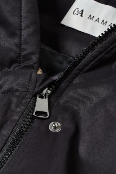 Femmes - Parka de grossesse à capuche avec empiècement porte-bébé - hiver - noir