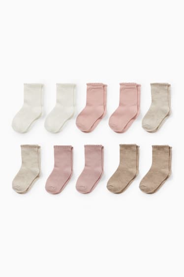 Neonati - Confezione da 10 - calze per neonati - bianco / rosa