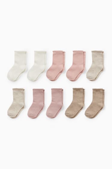 Bebés - Pack de 10 - calcetines para bebé - blanco / rosa