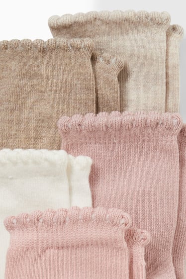 Bébés - Lot de 10 paires - chaussettes bébé - blanc / rose