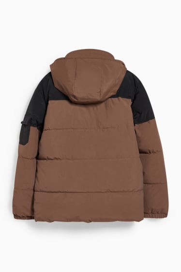 Men - CLOCKHOUSE - quilted jacket with hood - dark brown