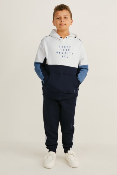 Bambini - Taglie forti - set - felpa con cappuccio e pantaloni sportivi - 2 pezzi - blu scuro