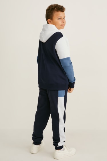 Dzieci - Rozszerzona rozmiarówka - zestaw - bluza z kapturem i spodnie dresowe - 2 części - ciemnoniebieski
