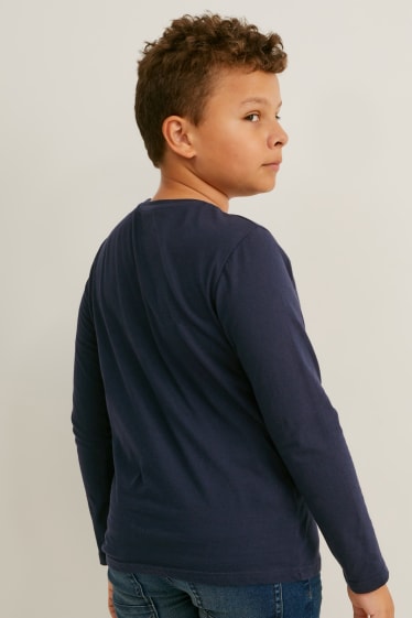 Dzieci - Rozszerzona rozmiarówka - wielopak, 2 szt. - koszulka z długim rękawem - ciemnoniebieski