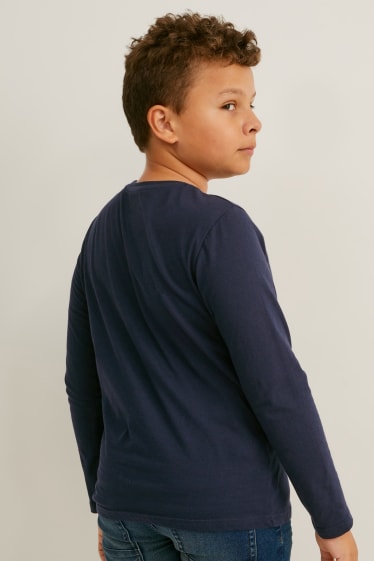 Enfants garçons - Coupe ample - lot de 2 - haut à manches longues - bleu foncé