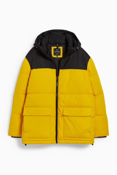 Men - CLOCKHOUSE - quilted jacket with hood - yellow