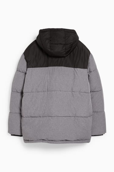 Men - CLOCKHOUSE - quilted jacket with hood - gray-melange