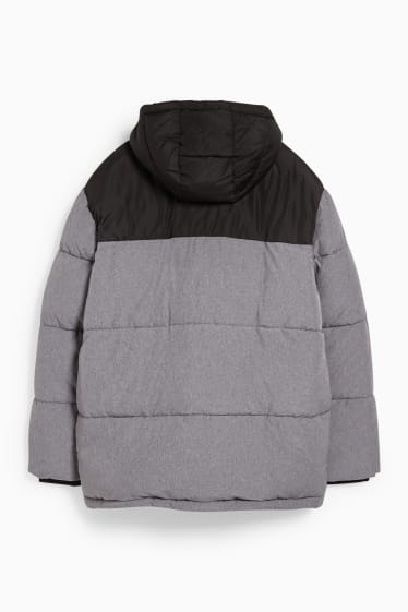 Men - CLOCKHOUSE - quilted jacket with hood - gray-melange