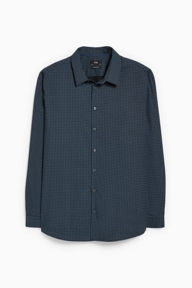 Hombre - Camisa - regular fit - kent - de planchado fácil - estampado minimalista - verde oscuro / negro