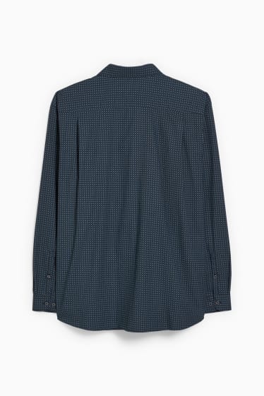 Heren - Overhemd - regular fit - kent - gemakkelijk te strijken - minimale opdruk - donkergroen / zwart