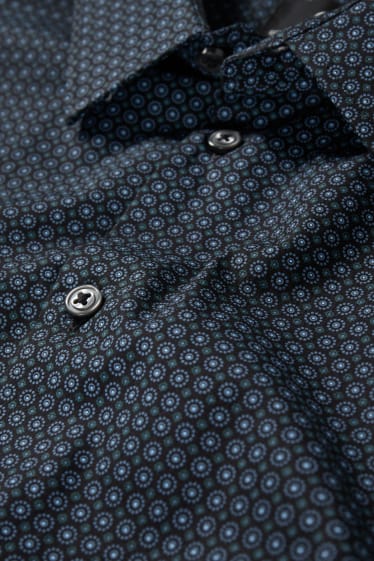 Hombre - Camisa - regular fit - kent - de planchado fácil - estampado minimalista - verde oscuro / negro
