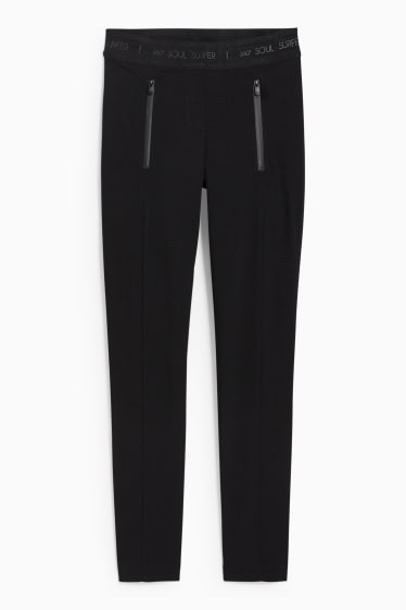 Femmes - Pantalon en toile - mid waist - slim fit - LYCRA® - noir
