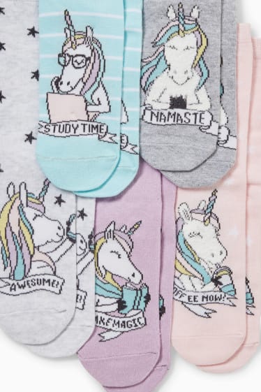 Children - Multipack of 5 - unicorn - socks with motif - rose