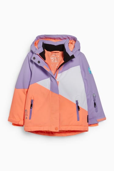 Kinderen - Ski-jas met capuchon  - wit / oranje
