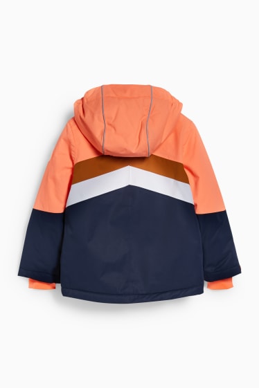 Kinderen - Ski-jas met capuchon - wit / oranje