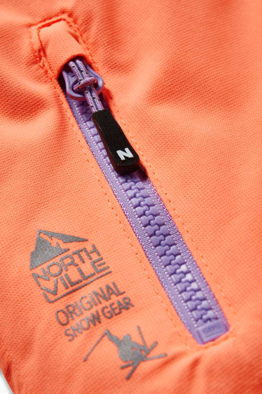 Kinderen - Ski-jas met capuchon  - wit / oranje